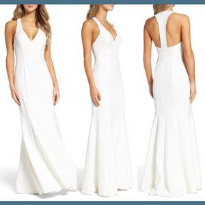 NEW $268 XSCAPE T-Back Mermaid Gown in Ivory [‎ Petite 10P ] #